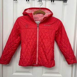 Pink Quilted Hooded Jacket | Columbia Sportswear S (7/8)